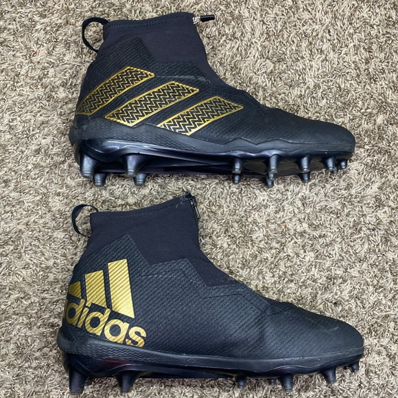 adidas Other - Adidas Nasty Freak Football Cleats Mens 12.5 Black Gold GZ4628 High Top Zipper